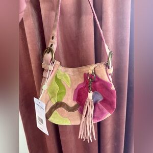 Vintage Coach Poppy for peace suede pink shoulder bag 9260